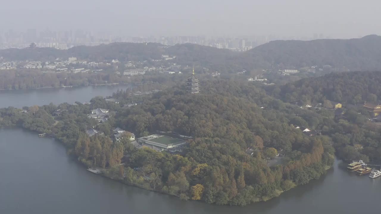 杭州西湖秋天航拍视频素材