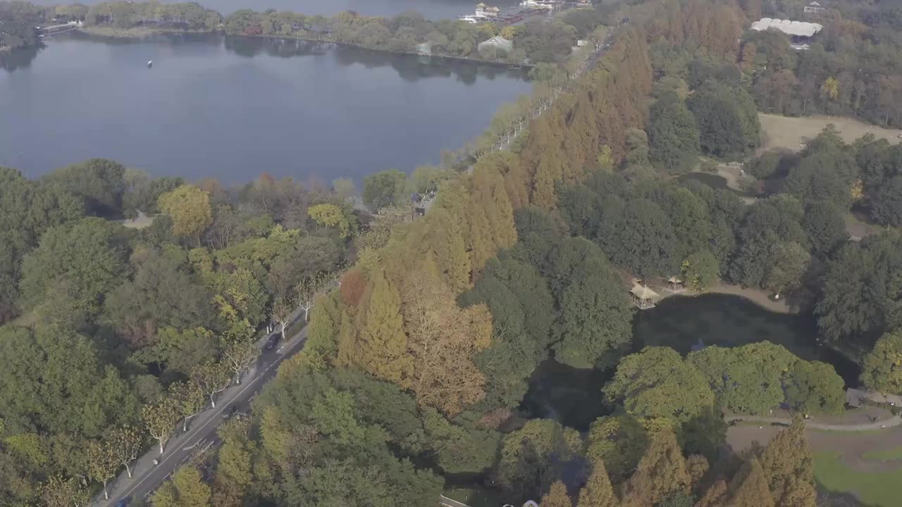 杭州西湖秋天航拍视频素材