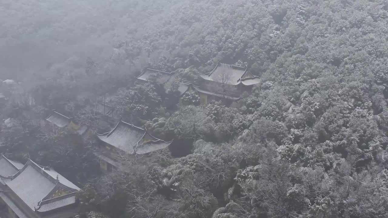 杭州灵应寺雪视频素材