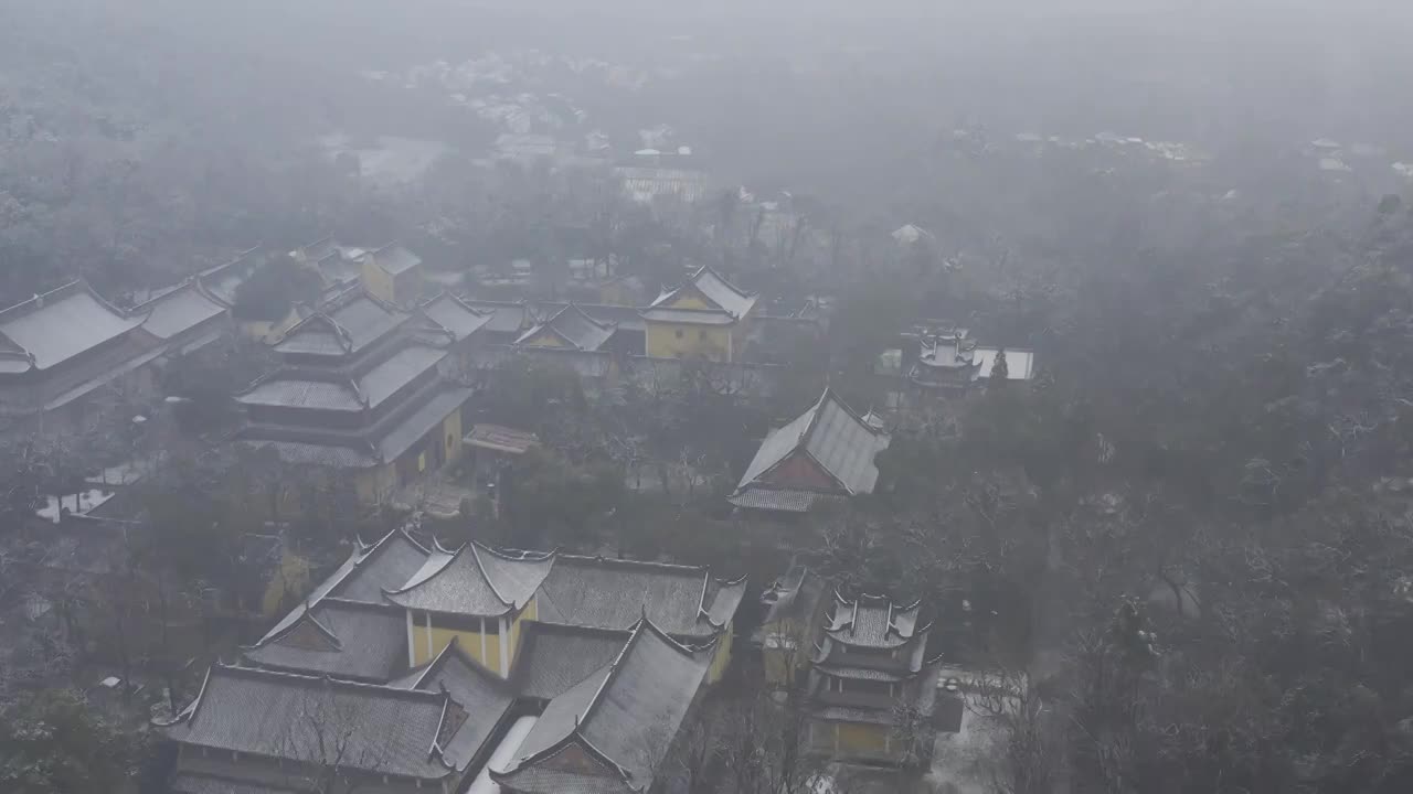 杭州灵应寺雪视频素材