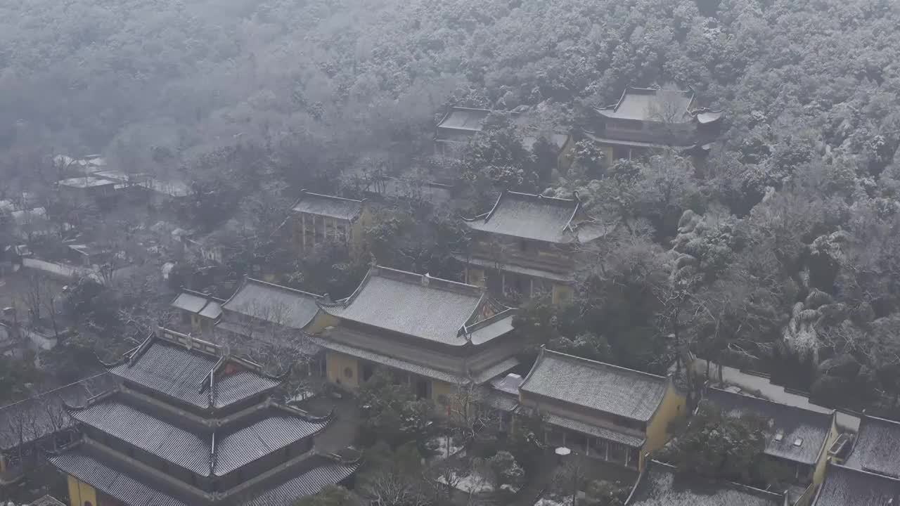 杭州灵应寺雪视频素材