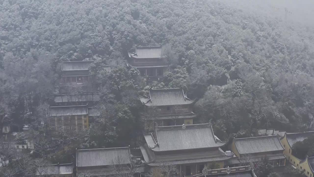 杭州灵应寺雪视频素材