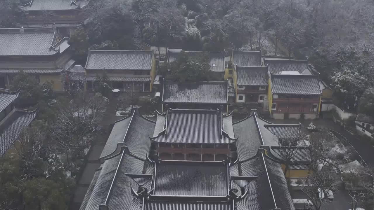 杭州灵应寺雪视频素材