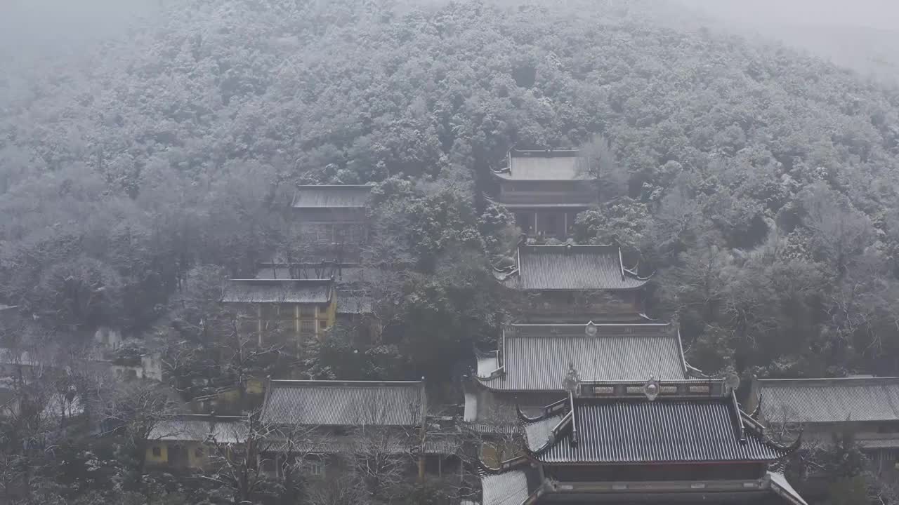 杭州灵应寺雪视频素材