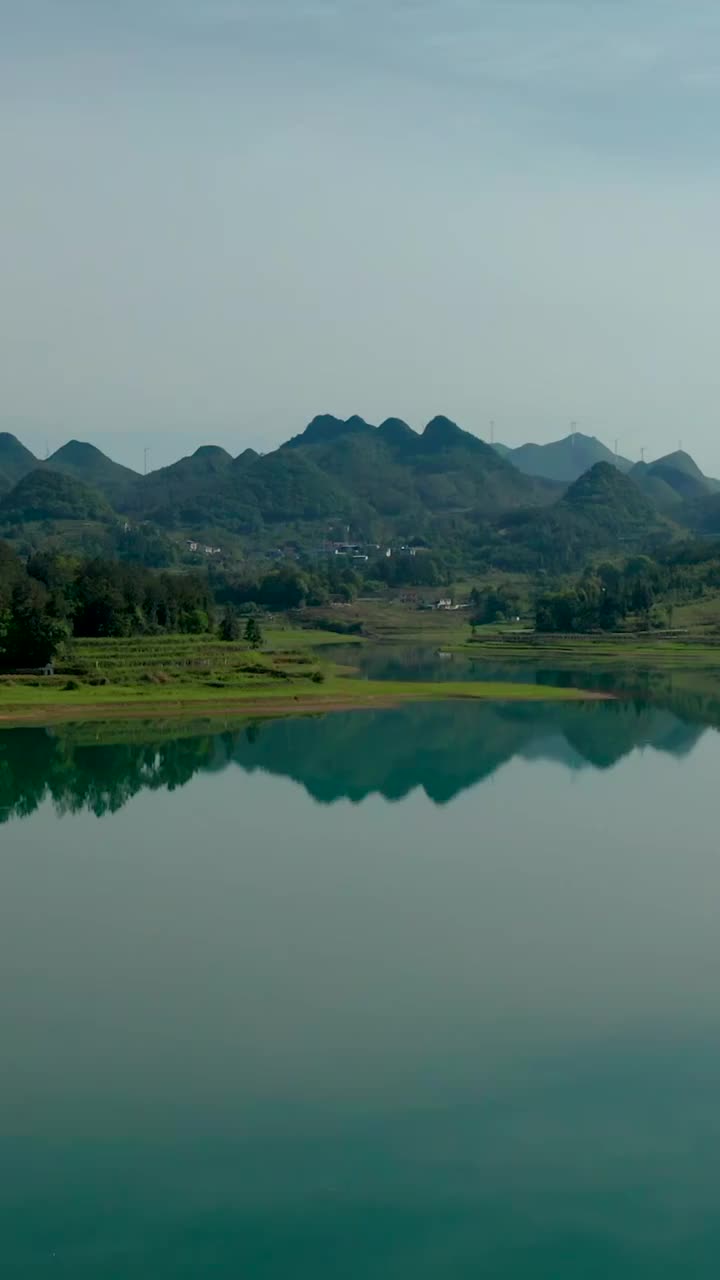 航拍湖南湘西松柏镇松柏水库风光视频素材