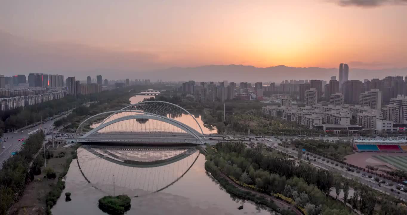 宁夏银川凤凰桥夜景延时摄影视频素材