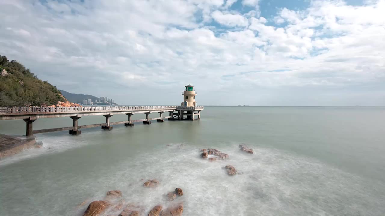 海边灯塔延时摄影视频素材