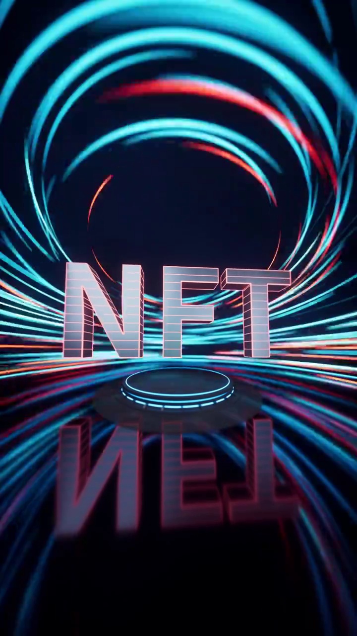 NFT与流光特效背景3D渲染视频素材