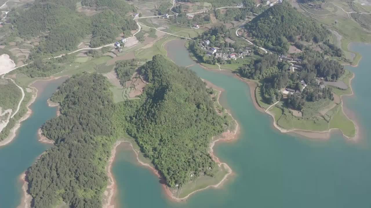 航拍湖南湘西松柏镇松柏水库风光视频素材