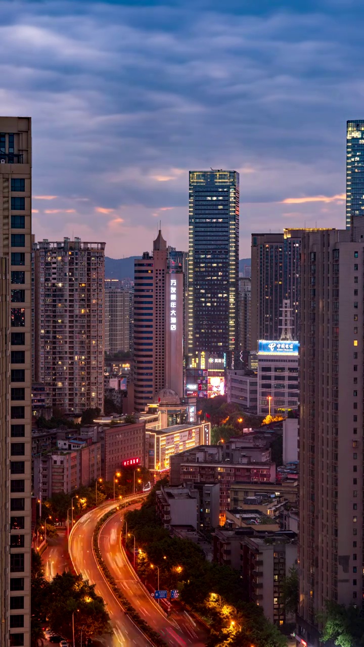 都市黄昏夜景延迟视频素材