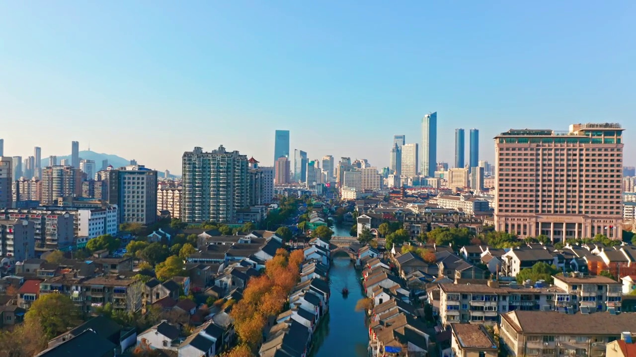 江苏 无锡 三阳广场 清名桥历史街区 古运河 南禅寺 航拍视频 4K视频素材