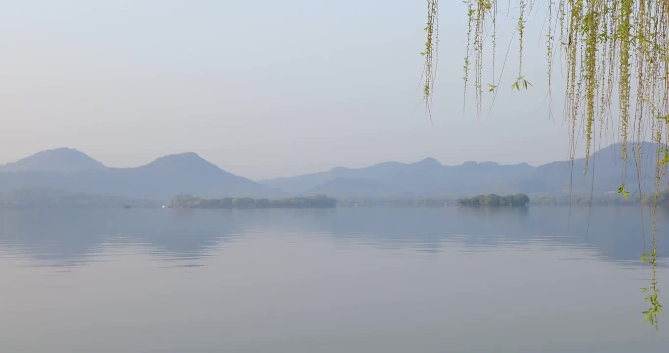 杭州西湖春天白堤空镜视频素材