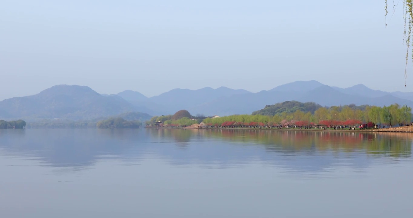 杭州西湖春天白堤空镜视频素材