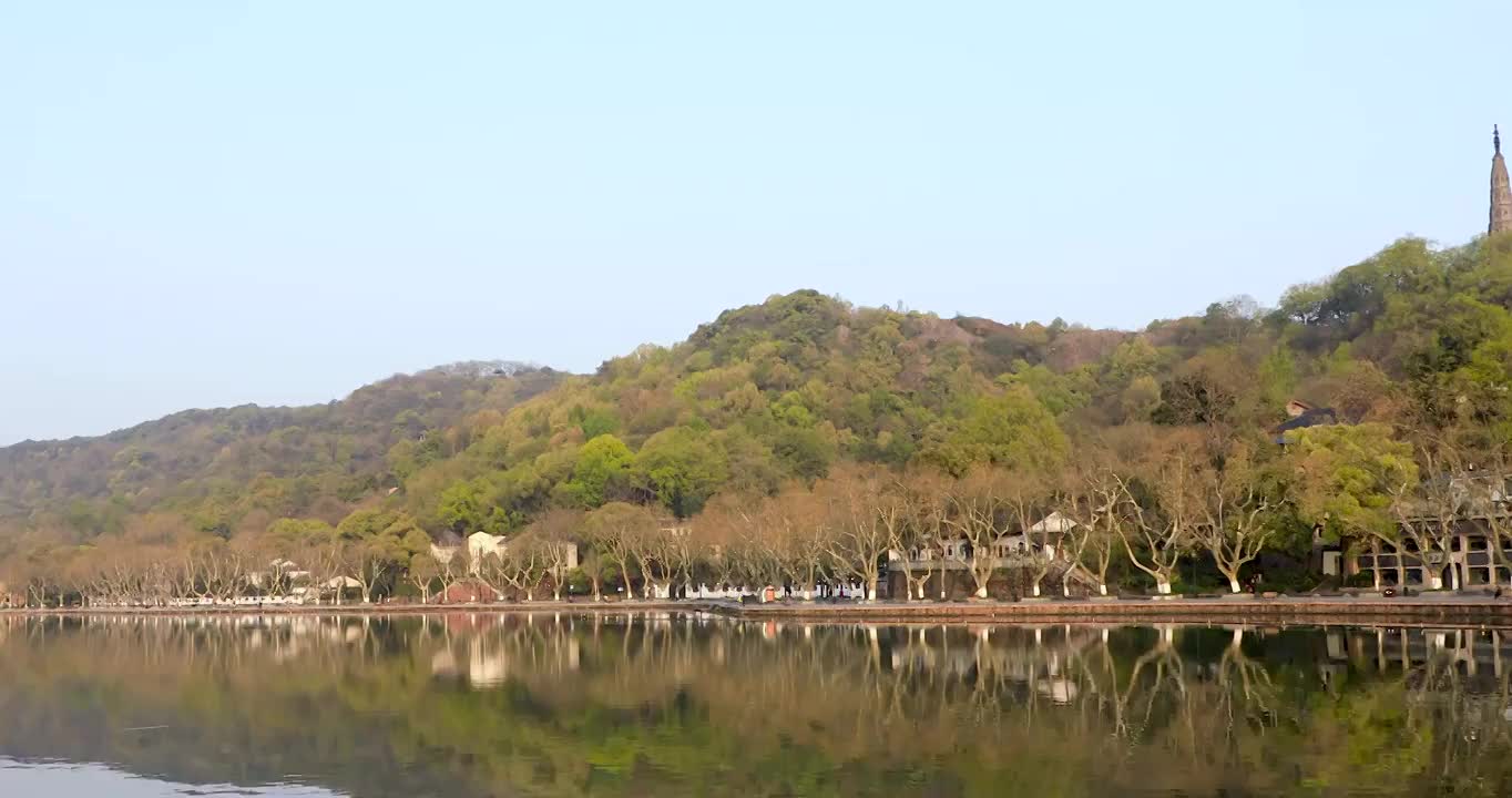 杭州西湖春天白堤空镜视频素材