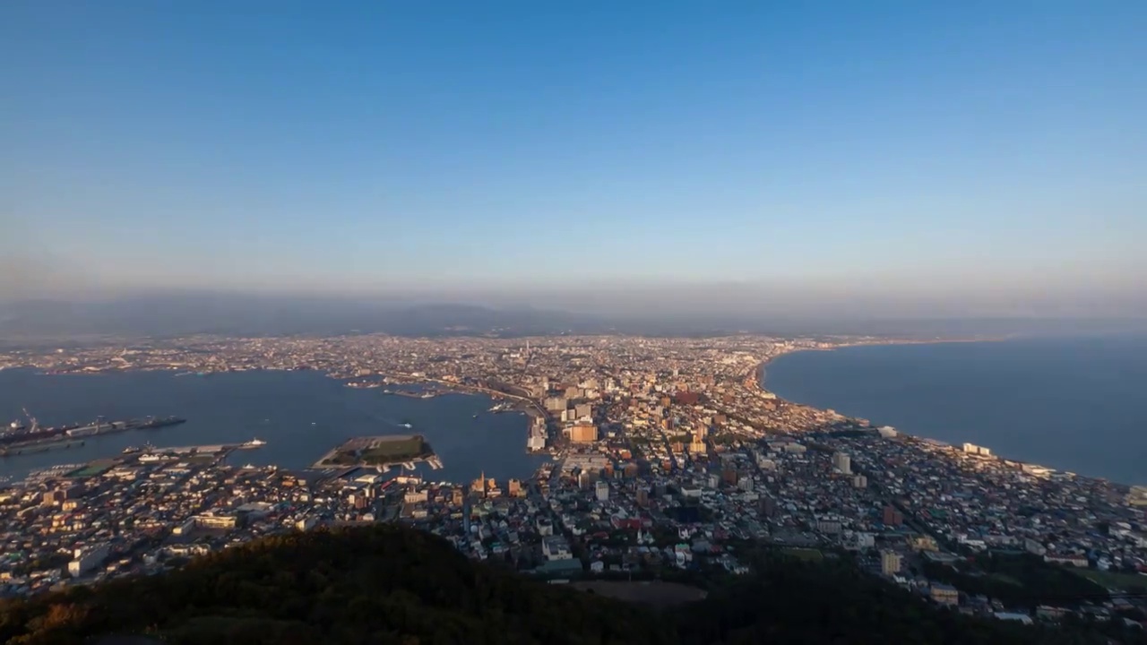 世界三大夜景之北海道函馆山的日落视频素材