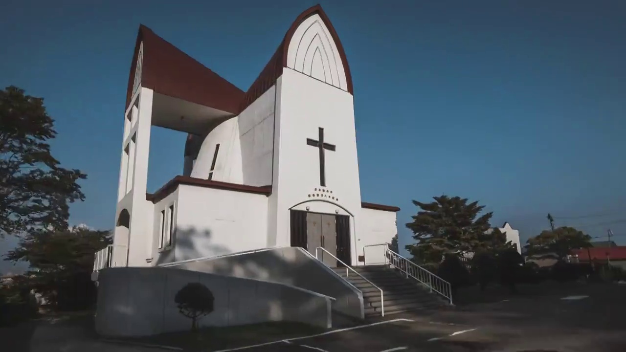 日本，函馆圣约翰教堂滑轨镜头，St.John's church hakodate视频下载