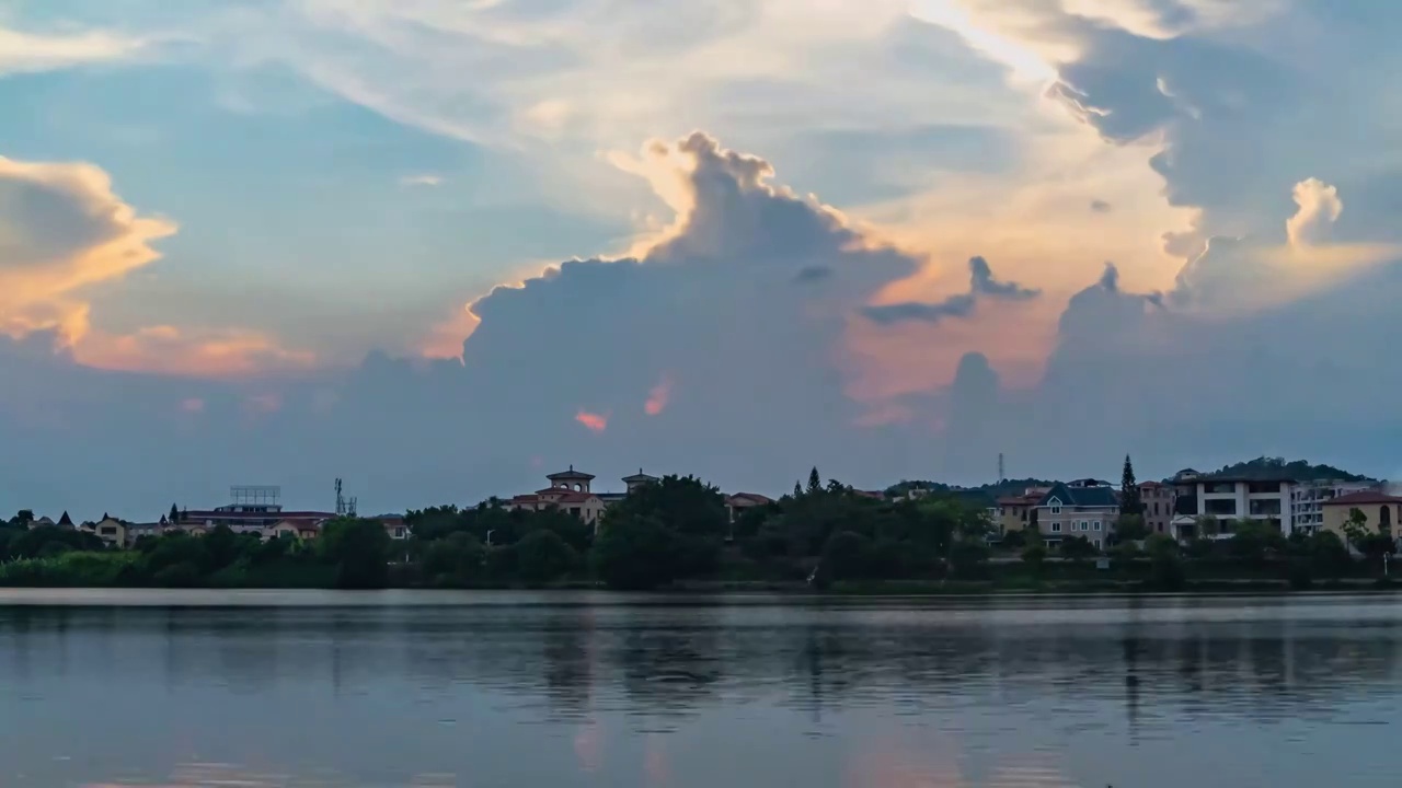 河流落日延时晚霞视频素材