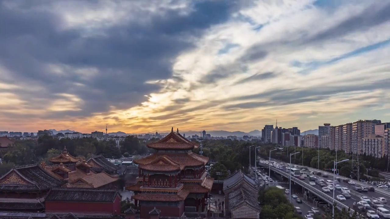 雍和宫晚霞视频素材