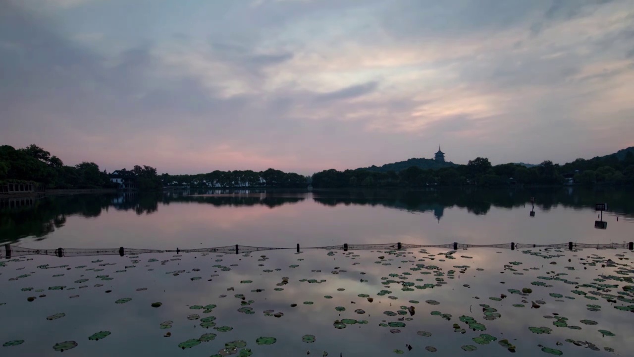 西湖朝霞视频素材