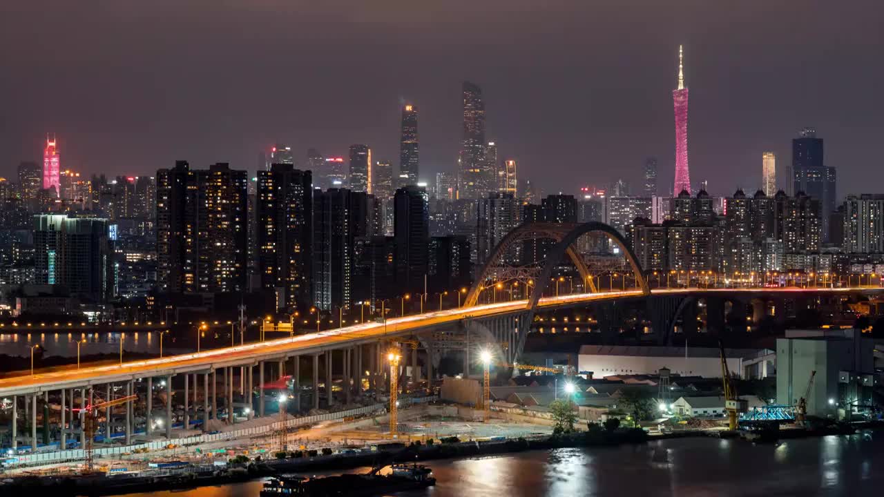 丫髻沙大桥夜景视频素材