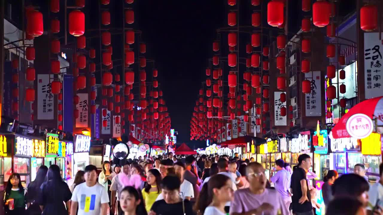 洛阳十字街夜市视频素材