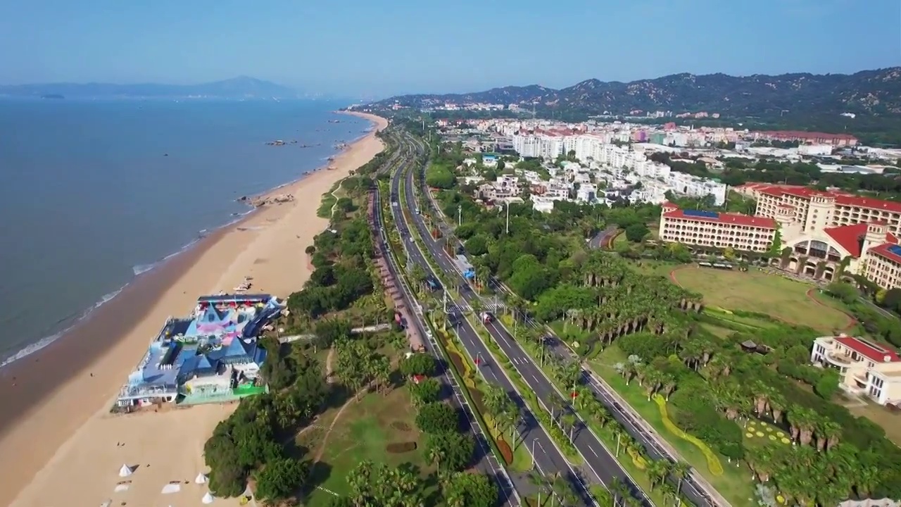 厦门航拍环岛路海岸线风光视频素材