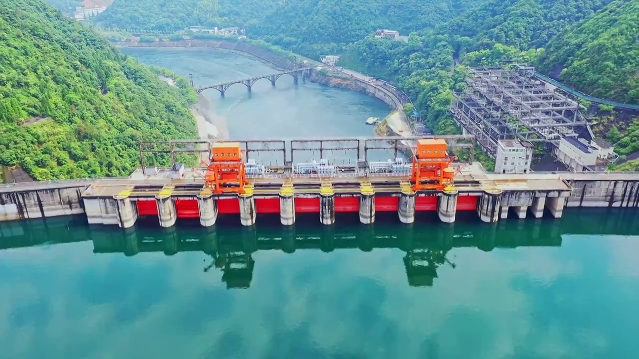 千岛湖新安江水电站航拍视频素材