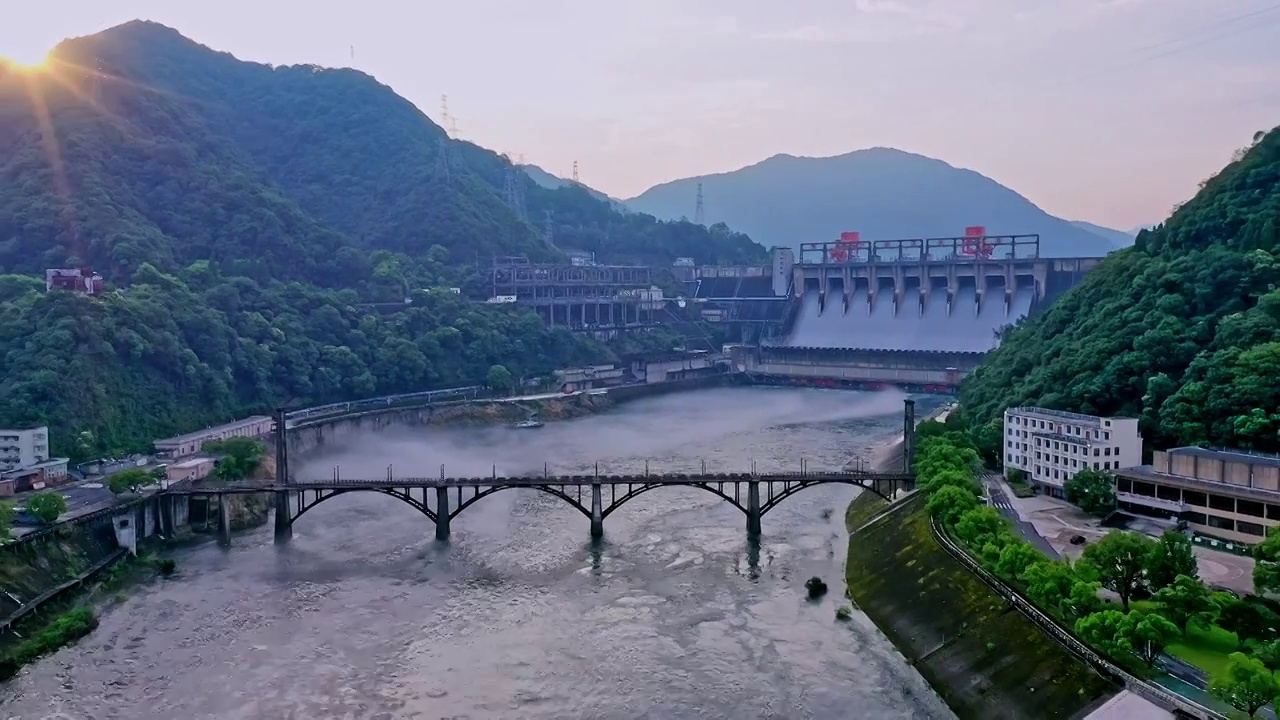 千岛湖新安江水电站航拍视频素材