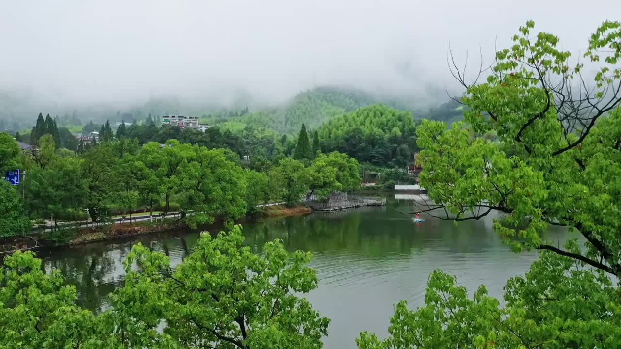 莫干山劳岭水库航拍视频素材