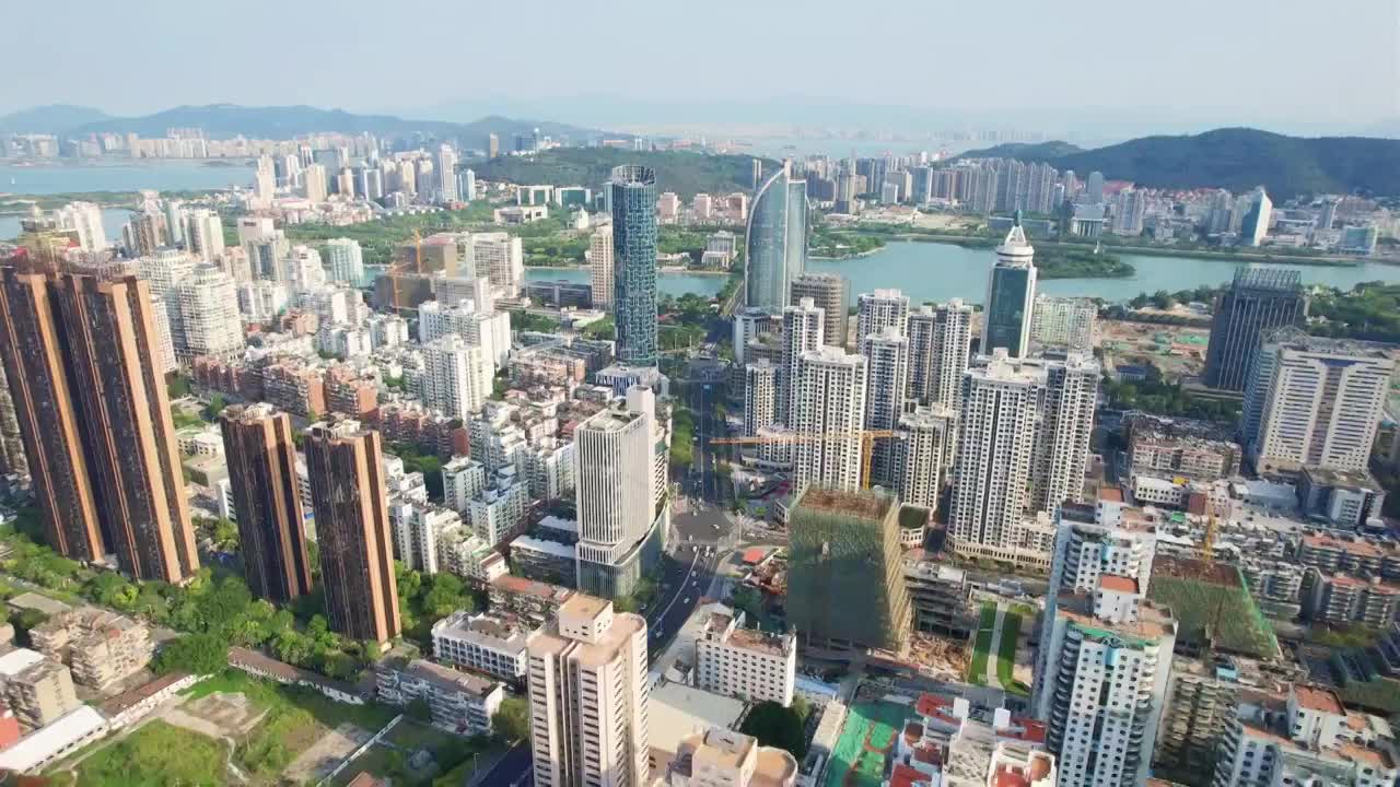 厦门航拍城市建筑风光视频素材