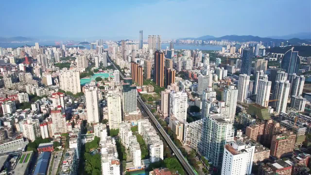 厦门航拍城市建筑风光视频素材