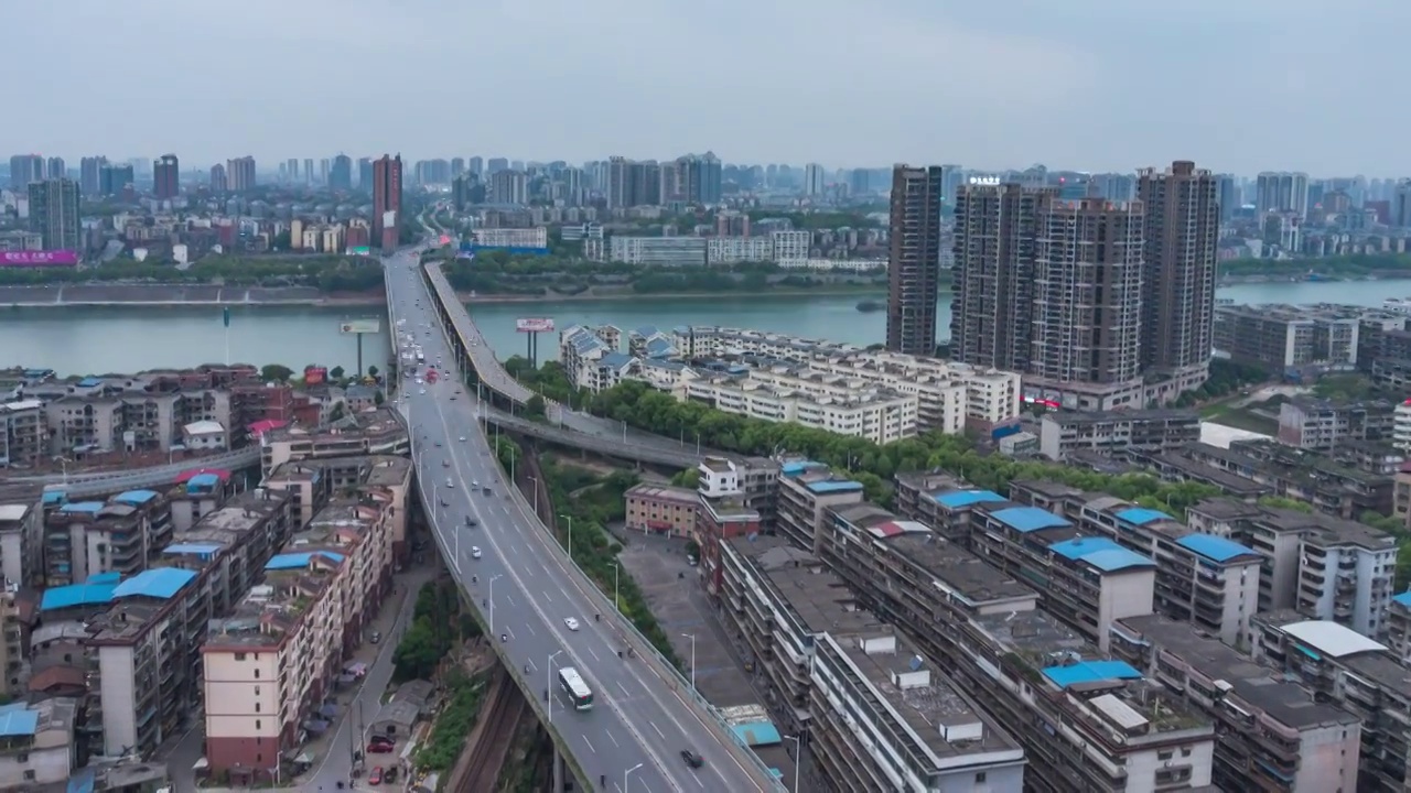 湖南衡阳湘江大桥日落夜景延时摄影视频素材