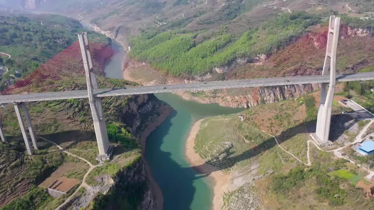 航拍武佐河大桥（五）视频素材