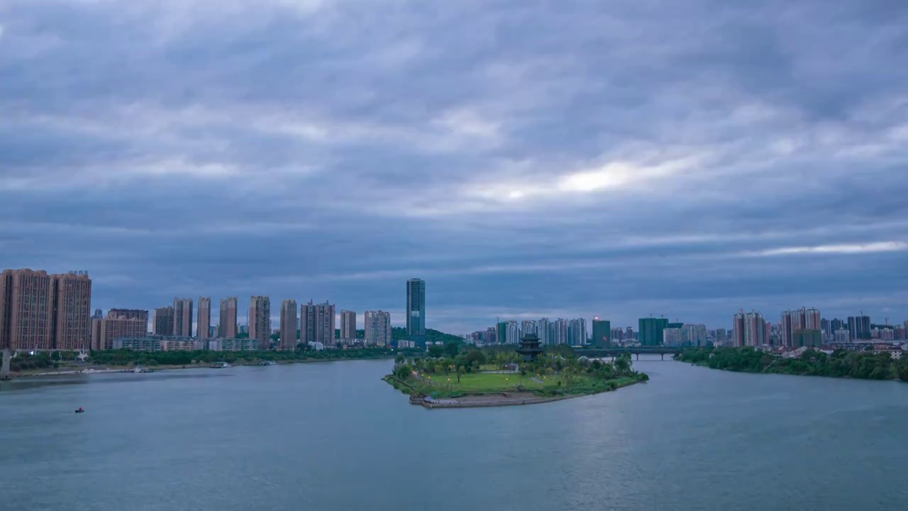 湖南衡阳东洲岛湘江航拍延时摄影视频素材