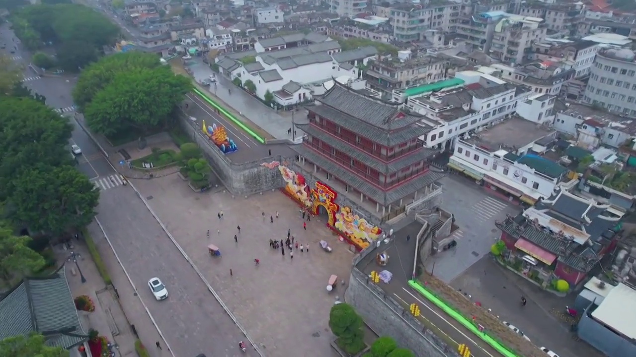 潮州航拍广济楼建筑风光视频素材