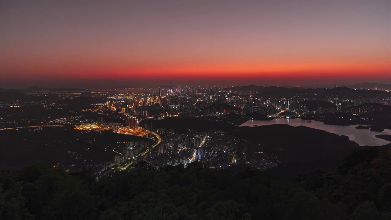 深圳梧桐山-城市日转夜（广角视角）视频下载