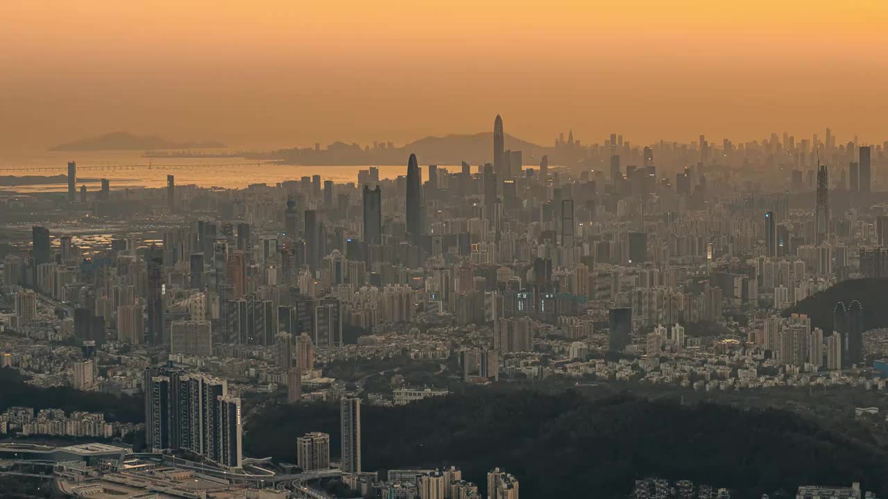 深圳梧桐山-城市日转夜延时摄影视频素材