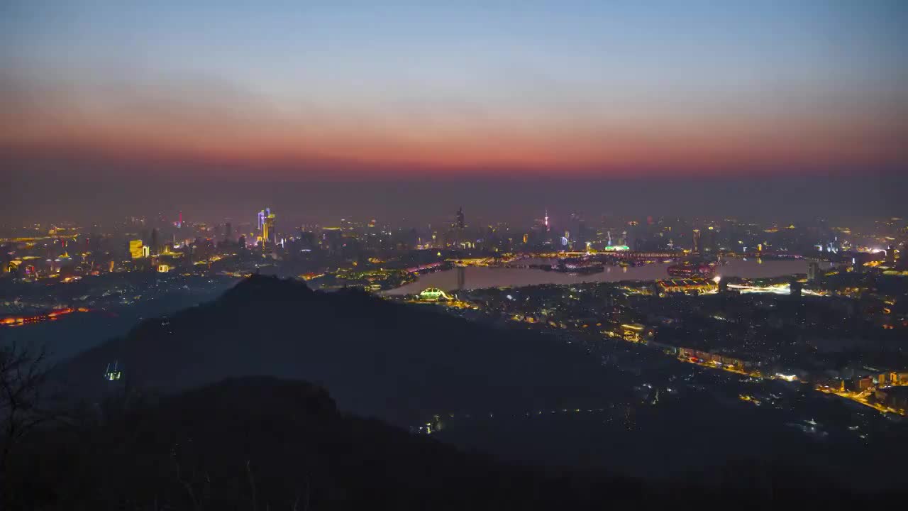 南京紫金山日转夜（超广角视角）视频下载