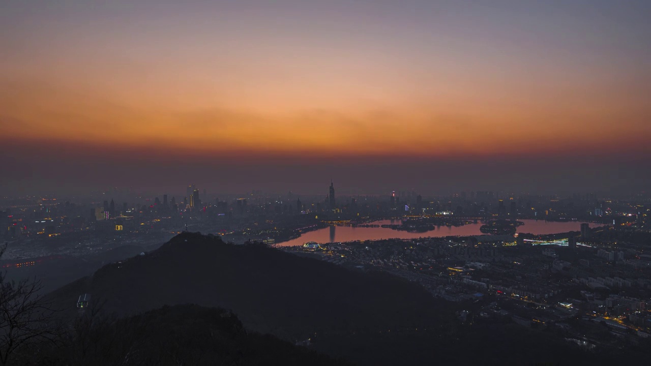 南京紫金山城市日转夜视频下载