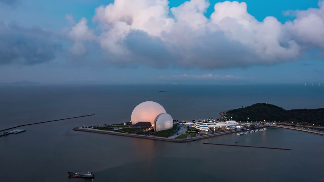 珠海大剧院通透夜景延时视频素材