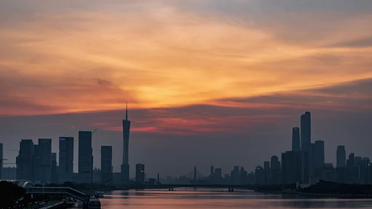 广州地标建筑日落视频素材