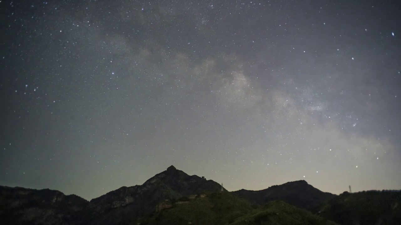 北京密云白河湾长城星空银河延时摄影视频素材