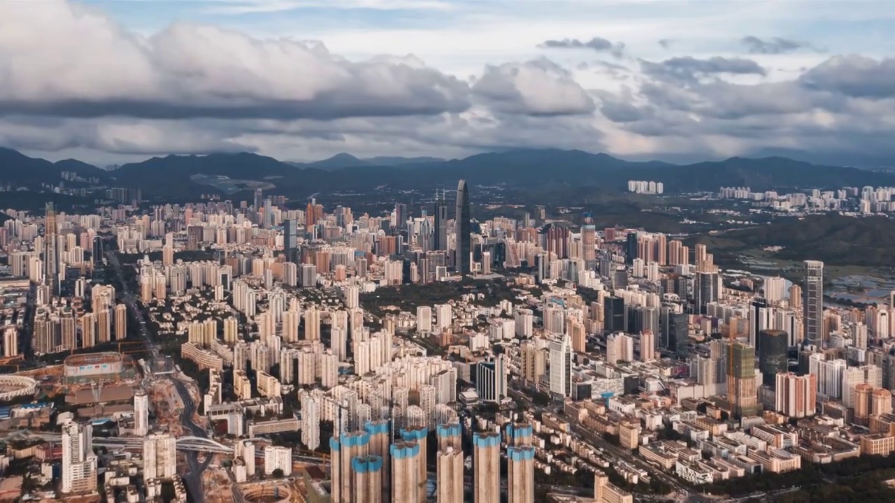 深圳罗湖区航拍大范围延时视频素材