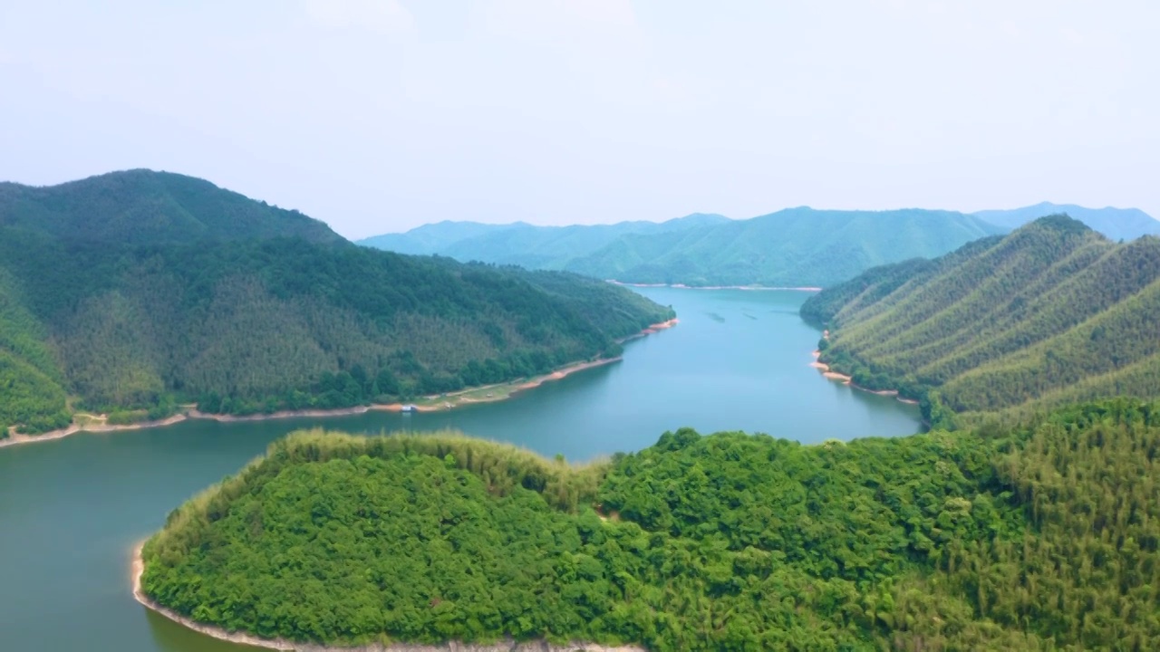 浙江安吉孝丰赋石水库小杭坑航拍视频素材