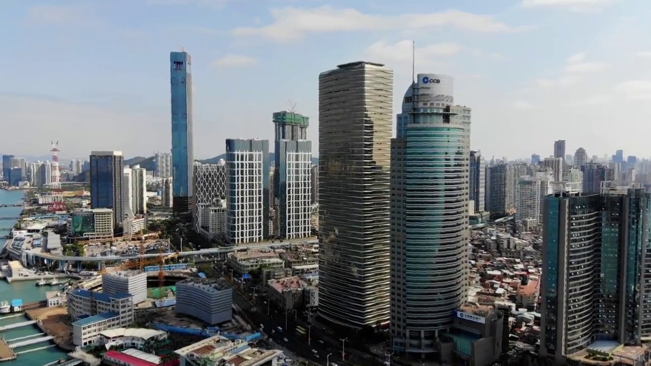 福建厦门海岸线城市风光视频素材