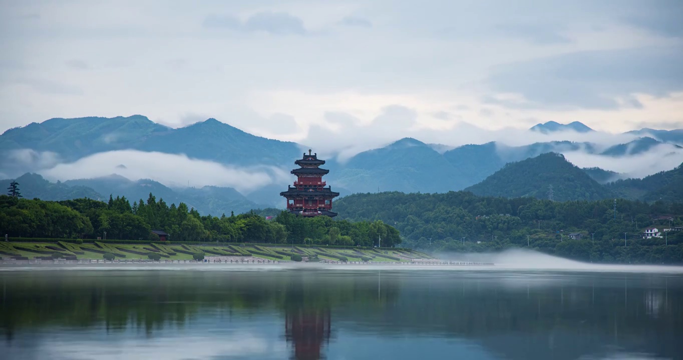 丽水应星楼南明湖平流雾视频素材