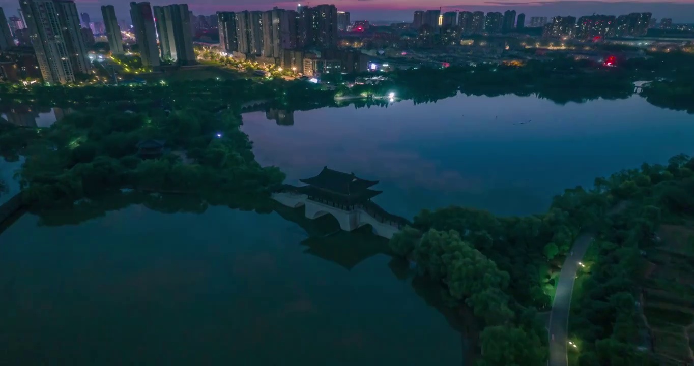 九华湖德文化公园，夕阳视频素材