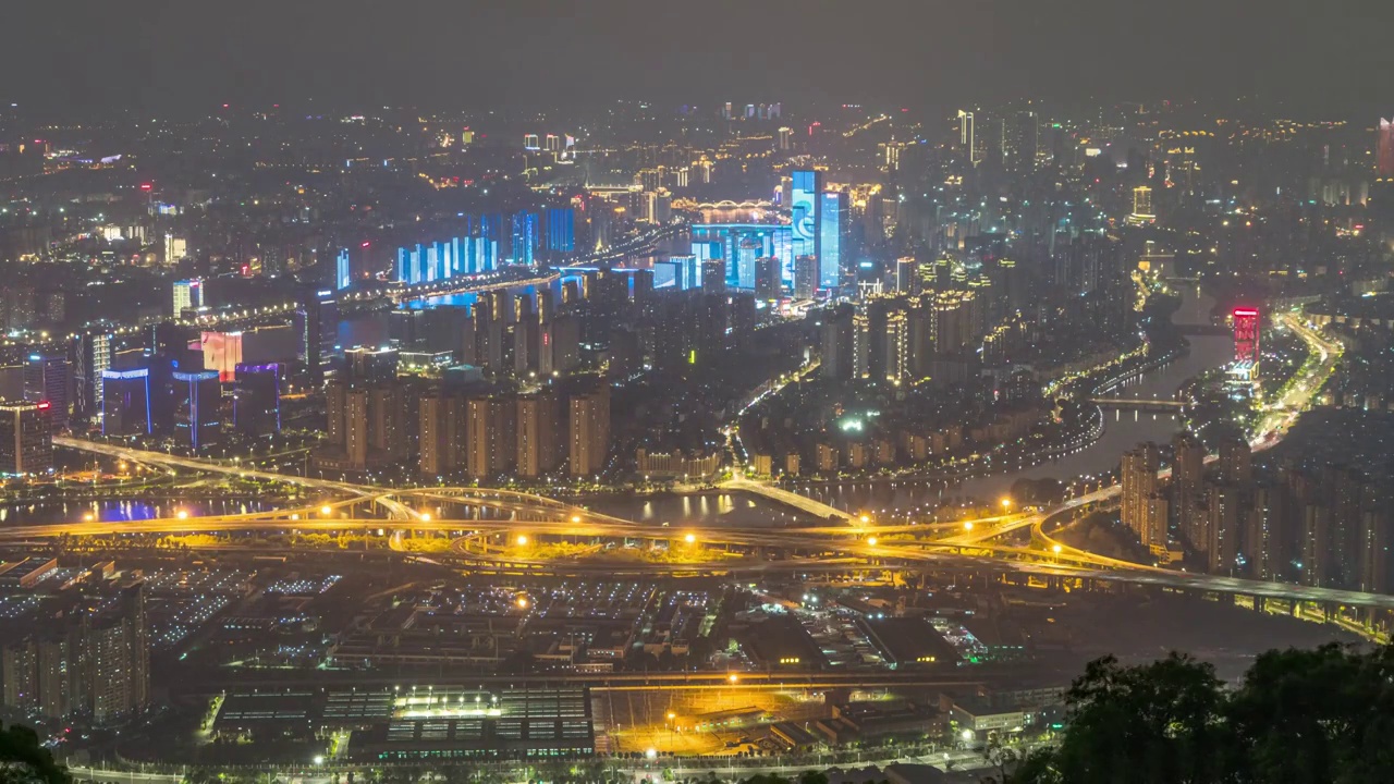 福州城市全景夜景延时视频素材