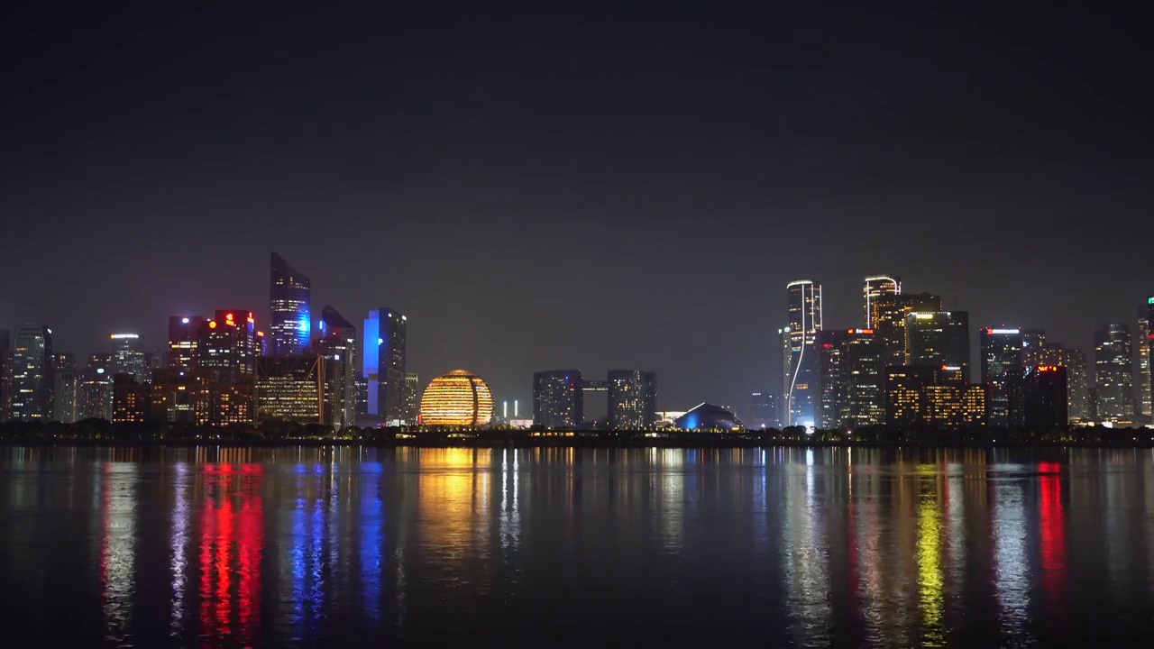 杭州钱江新城地标夜景风光视频素材