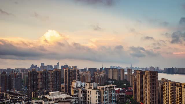 杭州钱江新城远景白天转夜晚视频素材